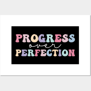 Progress Over Perfection Retro Motivational Posters and Art
